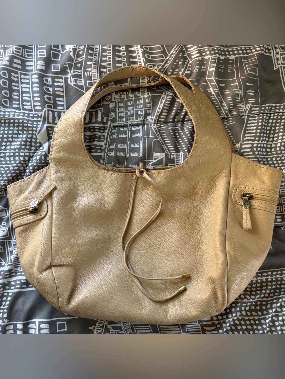 Donald J. Pliner Tan Leather Handbag with Pink Interior